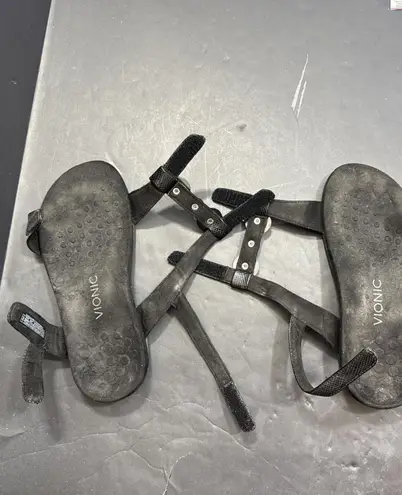 Vionic Farra Lizzard Outdoor Walking Orthotic Adjustable Open Toe Sandal 7.5 Wid