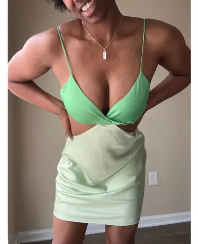 Hallelu Green Cutout Mini Dress Size Large