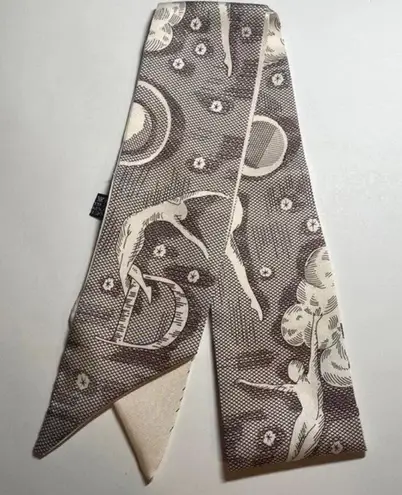 D Logo Brown Cream Satin Ethereal Print Mitzah Scarf Purse handle Tie Hair neck