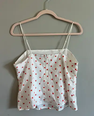 Polkadot Spaghetti Strap Square Neck Tank Top White Size L