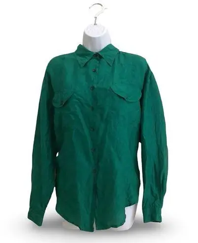 Sophisticates Silk Button Down Green Size M