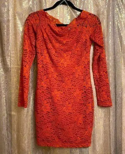 Blashe burnt/rust orange lace long sleeve mini dress, size M, NWT Size M