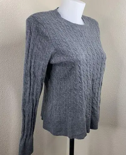 Pendleton Women’s Sz XL Fit M/L Gray Cable Knit Sweater Merino Wool Long Sleeve