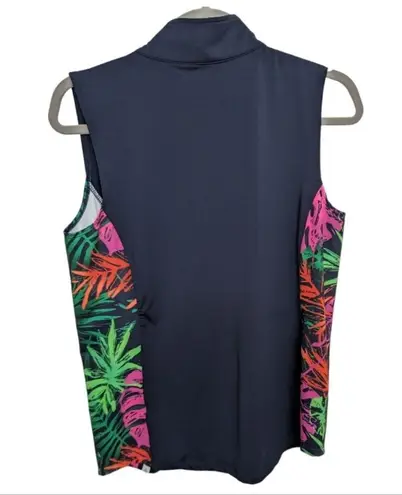 Lady Hagen Patterned Sleeveless Athletic Top Zip NWT Size M