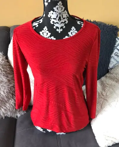 JM Collection Red 3/4 Sleeve Top Size Petite M