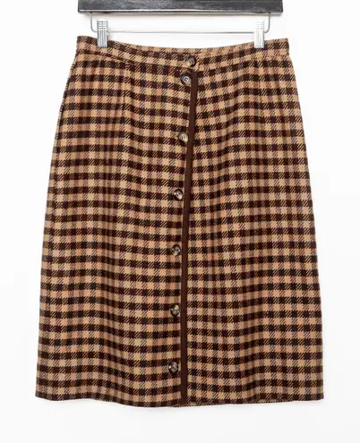 Vintage Valentino Miss V Brown Wool Check Pattern A