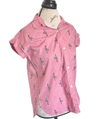 Bonobos Womens Riviera Button Up Shirt Blouse Rachel Levit Ruiz XS Pink Western