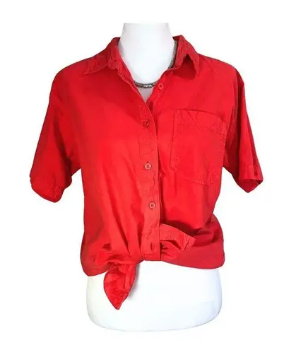 American Vintage Bright Coral Vintage 90s Button Down Camp Shirt. 100% Cotton. Size Small.