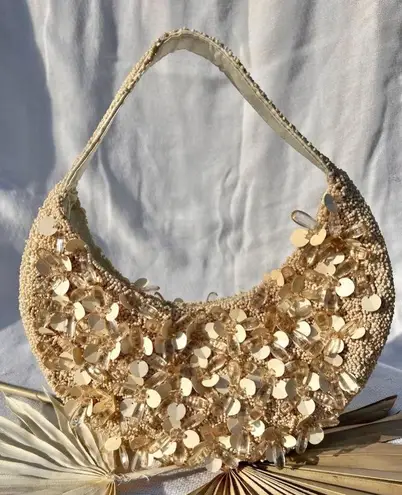 NWT viral bag — Cream beaded embellished bead & sequin purse handbag