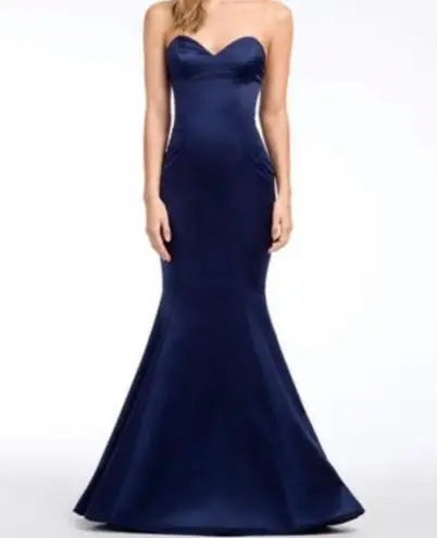 Hayley Paige Occasions Navy Blue Satin Dress