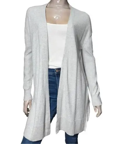 Chelsea28 Women’s M Heather Pale Gray Cotton Waffle Knit Open Sweater Cardigan