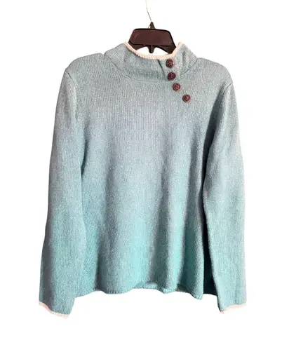 Beautiful Turquoise Appleseed’s Sweater with Wooden Button Accents Size Large Blue