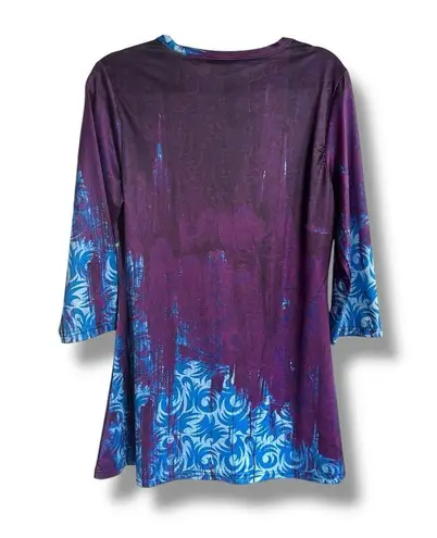 Lily by Firmiana Womens Tunic Dress Sz M Purple Blue Cat Kitten V