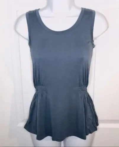 Modcloth  Side Smocked Tank Top Easily Leisurely Knit Blue XXS