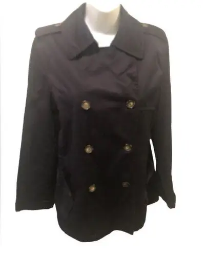 Banana Republic  Short Double Breasted Trench Coat Sz. M Black Inlined No Belt