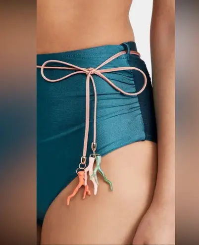 Zimmermann NWT Zimmerman Cassia Gathered Bikini Bottoms in Teal belted sz 4 / 6