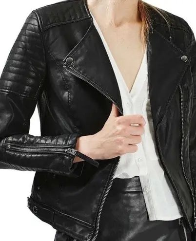 Topshop Nelly Faux Leather Biker Jacket Black Size 6 33 67 Off Retail From Penelope