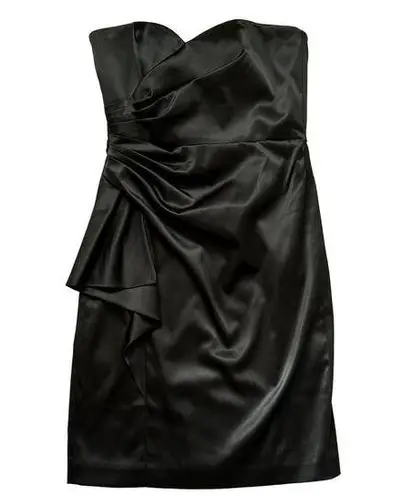 White House | Black Market  Sz 6 Black Satin Mini Strapless Dress Cocktail Formal