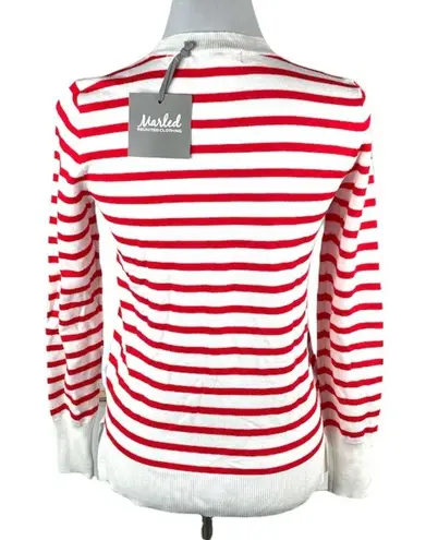 Marled Reunited Clothing One of a Kind Striped Sweater, White, Red, X-Small