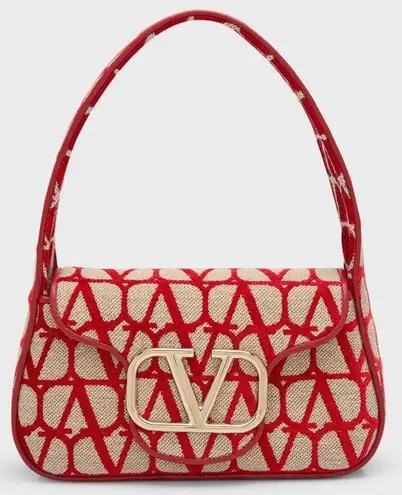 Valentino Garavani NWT Iconographe Loco Canvas Envelope Hobo Bag Red One Size