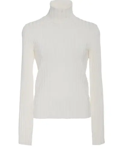 Veronica Beard Nellie pullover ribbed turtleneck in off-white NEW