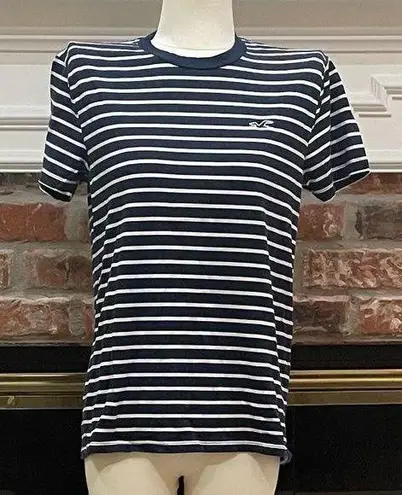 Hollister navy blue and white striped tee with logo / XS / Excellent condition