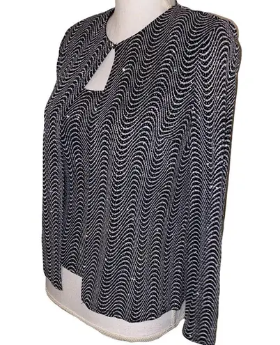 Vintage Y2k 90s Glitter Patterned 2 Piece Tank & Cardigan Set, Black/Silver, S