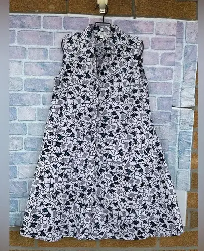 ZURI Kenya Just One Dress in indigo wax print Cotton Button Down Shirtdress XS White