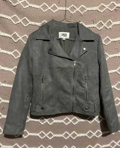 Jack by BB Dakota Gray Suede  Fitted Motorcycle Jacket Coat