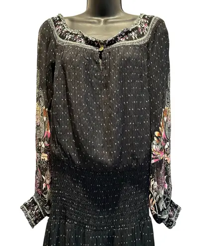 Camilla Off shoulder shirred "Restless Nights" 100% silk gown size S NWT $749