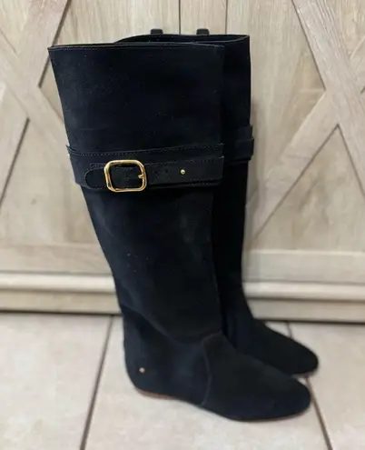 Chloé Chloe Black Suede knee Hig Buckle Boots Size 38/7.5