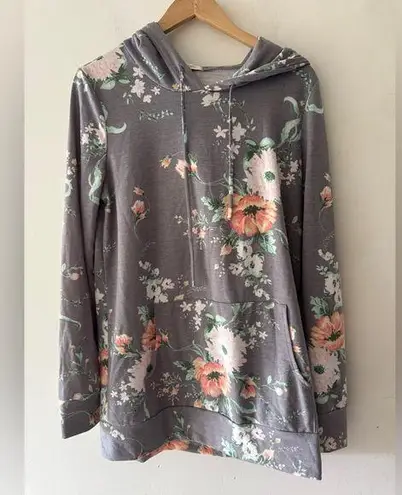 Gray Floral Hoodie
