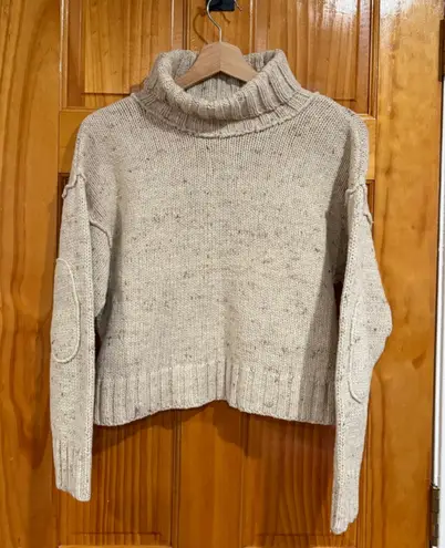 525 America Cotton Turtleneck Sweater P/S Elbow Patch Speckled Knit Brown Size undefined