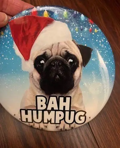 Large pug Santa pin Blue