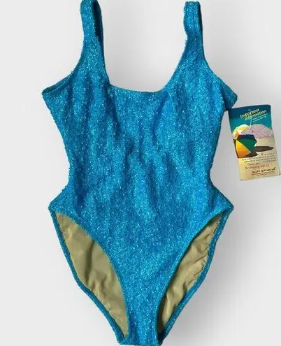 Newport News VTG Sun Streak  Swimsuit 90s 1990s NWT Textured High Cut Blue 12