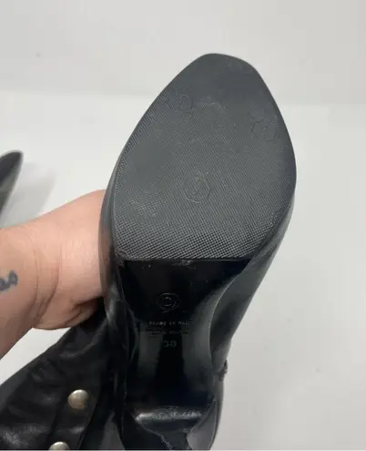 Alexander McQueen STUDDED PIRATE HIGH HEEL BOOTS IN BLACK LEATHER sz 38