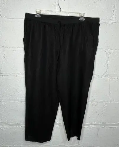 Max Studio  Women's Plus Black Linen Drawstring Pull On Cropped Pants Size 2X