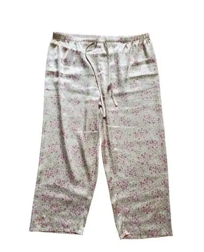 Oscar de la Renta Pink Label Pajamas Cream Rose Floral Tank Pants Set Size Small