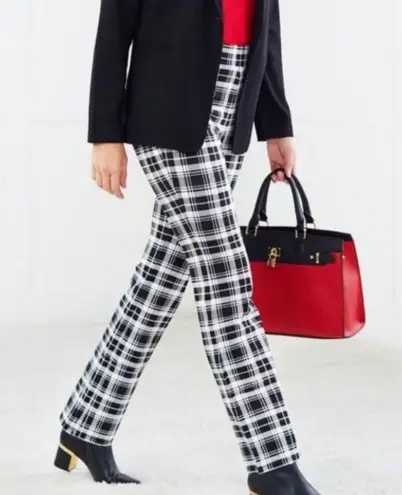 IMAN Global Chic Black & White Plaid Pants 360 Slimming Technology Size 4X NEW!