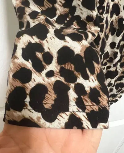 Leopard Print Long Sleeve Bodysuit Romper Brown