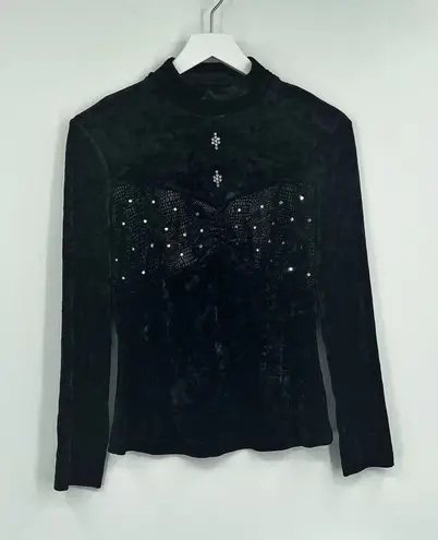 Vintage Y2K Goth Grunge Velvet Shirt SZ S