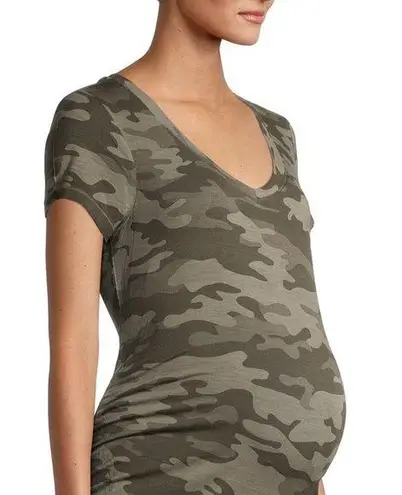 a glow a:glow v-neck camouflage maternity pregnancy short sleeve shirt green small