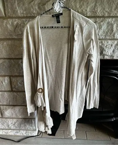 INC International Concepts beige cardigan open snap closure large