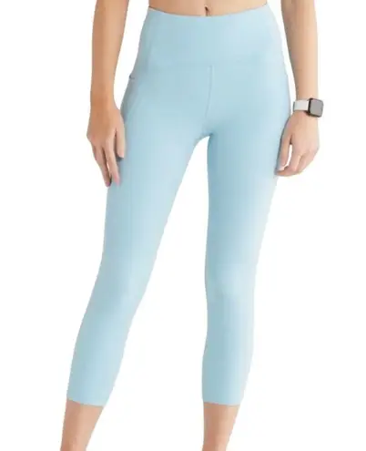 Z By Zella Studio Luxe High Waist Pocket Crop Leggings Light Blue Sky Size S