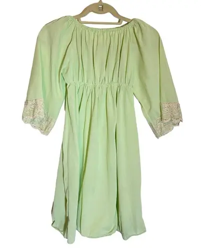 Vintage Grandma Cottagecore Coquette Light Green Nightie Sleep Dress Night Size M