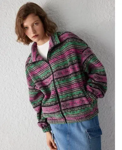 Cider Fleece Stand Collar Aztec Print Jacket SZ S NWT