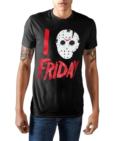 Halloween I Love Friday Jason Voorhees Mask Distressed Graphic T