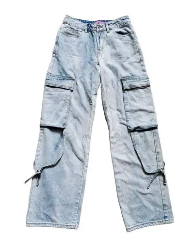 Edikted  Pants Denim Women XS Blue Jean Cargo 90s Retro Y2K Style Pop Band