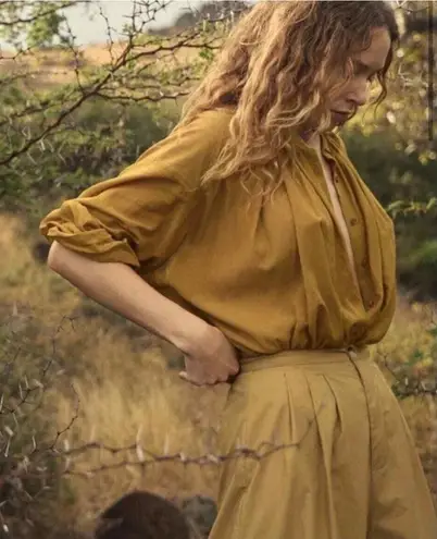 Dôen Jane Blouse in Giolden Willow Organic Cotton Viscose Size XL Yellow