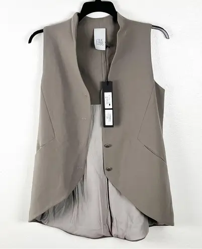 LOTUS EATERS Invincibelle Tan Button Down Hi Low Vest Made In Greece, Size Small